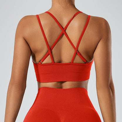 Strappy Adjustable Criss Cross Sports Bra Yoga Crop Tops