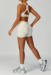 Activewear Set with X Shaped Back Sport Bra and Short
