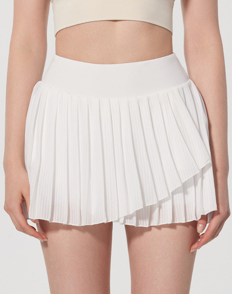 Fashion Solid Color Double Layer Tennis Skirt