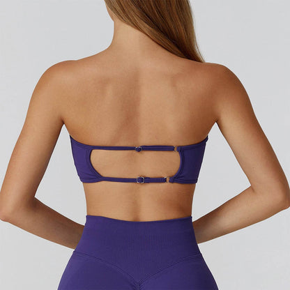 Strapless Bandeau Sport Bra Crop Sleeveless Yoga Tube Top