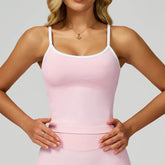 Color Block Sports Tank Top with Built in Bra