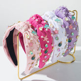 Ocean Knotted Headband with Pearl Rhinestone Starfish Shark Shell