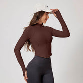 Workout Jacket Slim Fit Cropped Coat Athletic Tops