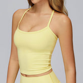Square Neck Sports Tank Tops Criss Cross Back Longline Cami