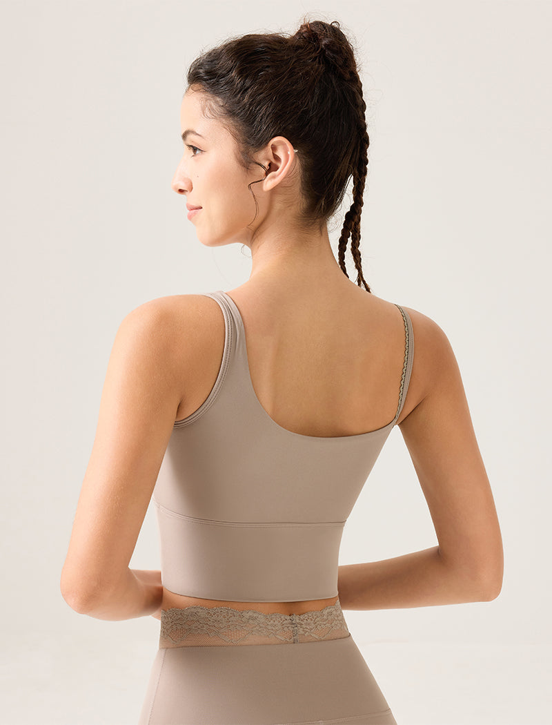 Lace Trim Tank Tops Asymmetrical Shoulder Straps Camisole