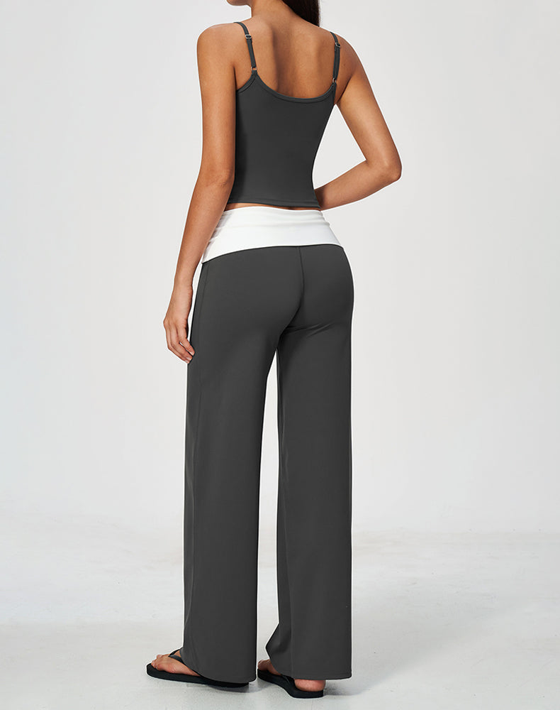 2 Piece Tank Top and Flare Pant Pilates Outfit Sets