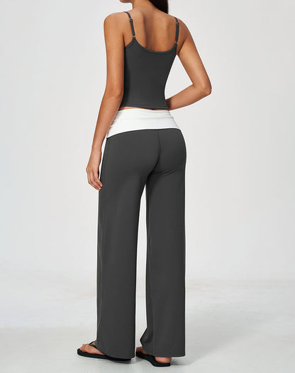 2 Piece Tank Top and Flare Pant Pilates Outfit Sets