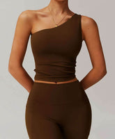 Solid One Shoulder Yoga Tank Top