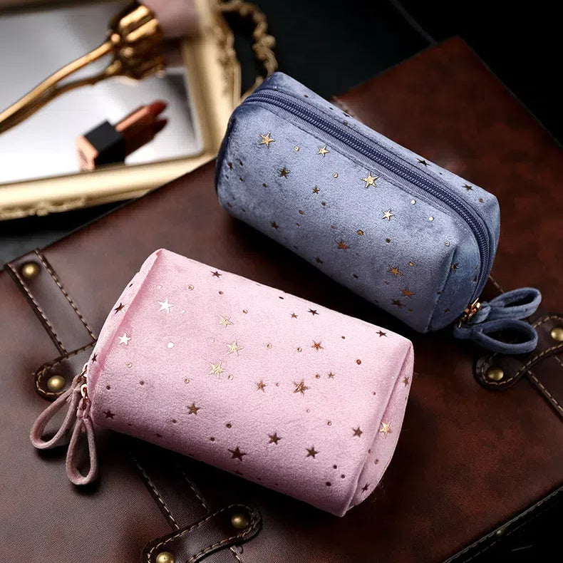 Velvet Makeup Bag with Star Pattern