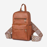 Retro Solid Color PU Leather Backpack
