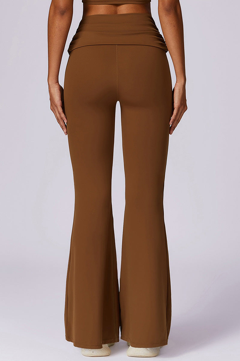 Ruched Waist Flared Hem Pant