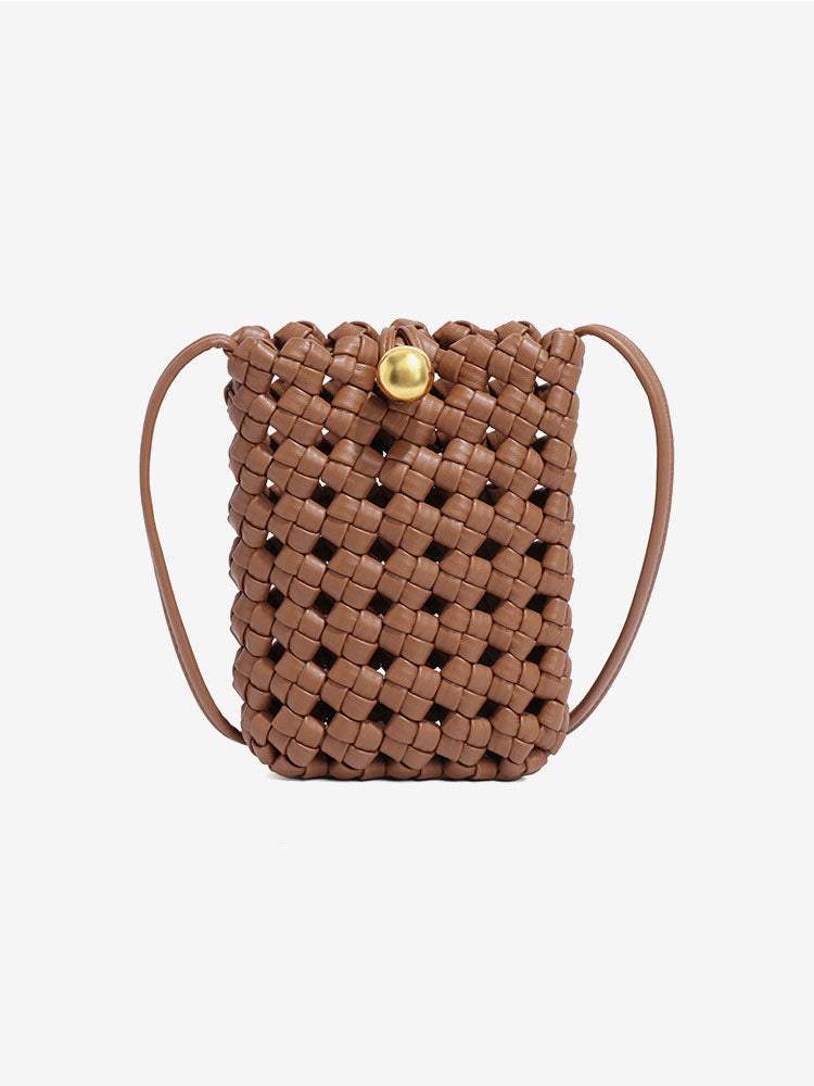 PU Leather Woven Mobile Phone Bag | Stylish Shoulder Crossbody Design