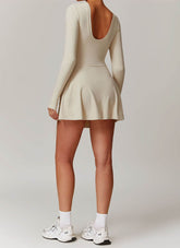 Long Sleeve Tennis Jumpsuit Dress With Shorts