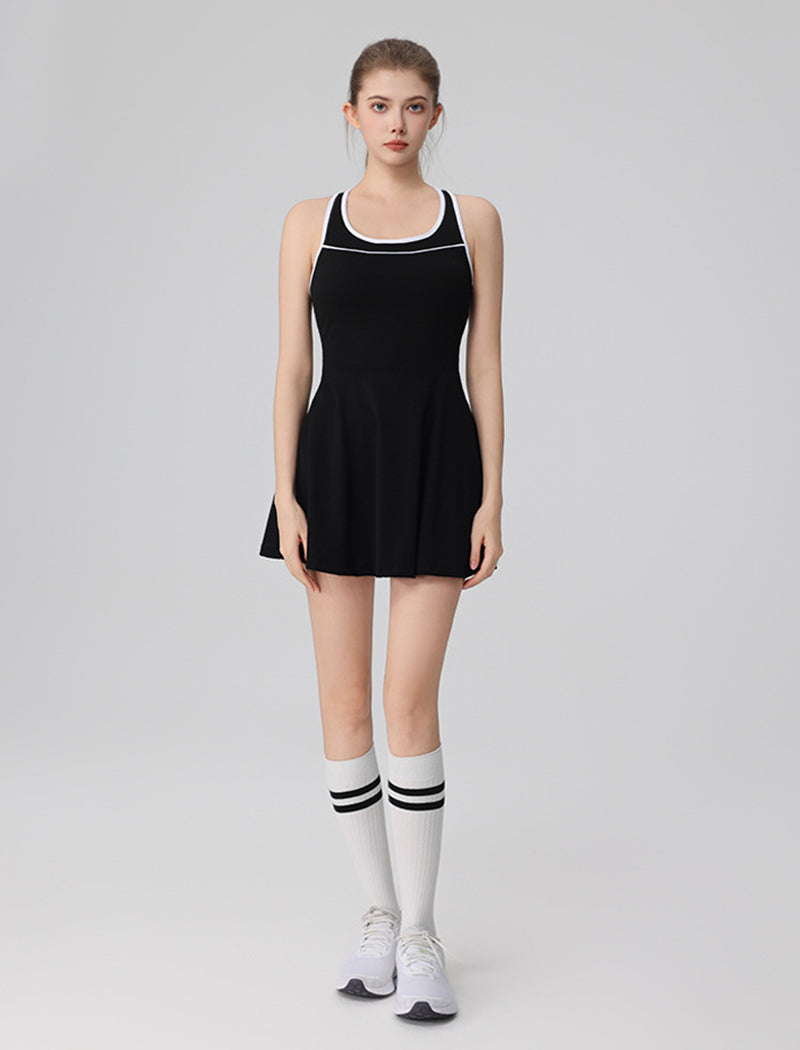 Racerback Tennis Dress with Short Contrast Colors Golf Dress