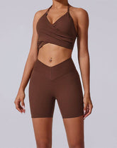 Halter Sports Tank Crop Tops with Removable Bra Pad