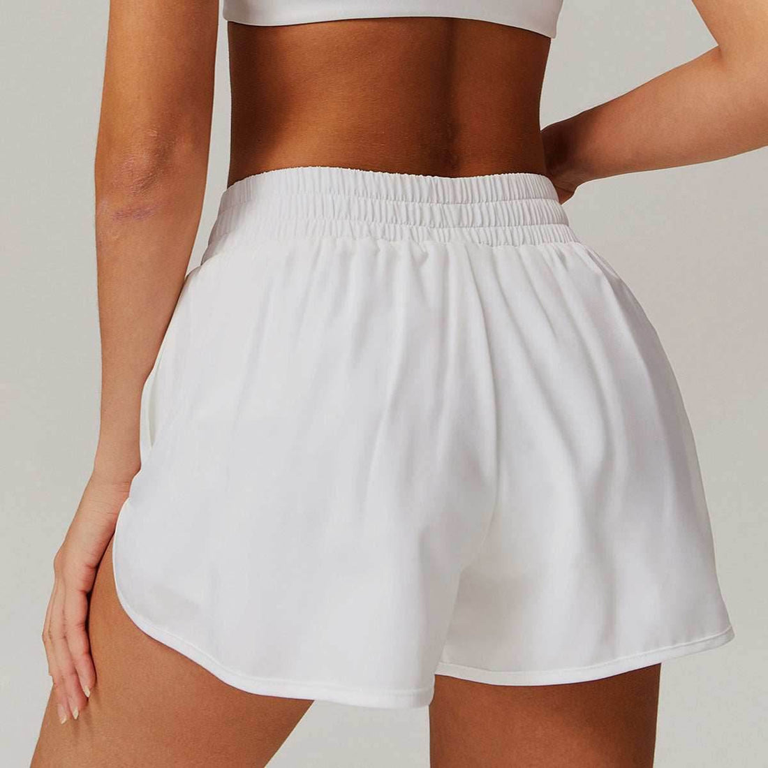 Pure Color High Waist Sports Short With Pockets