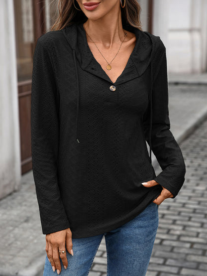 Long Sleeve Fall Drawstring Shirts Hooded Sweatshirt