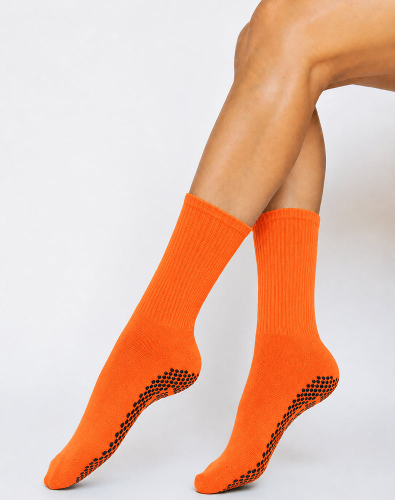 Pilates Yoga Crew Socks with Non Slip Grippers