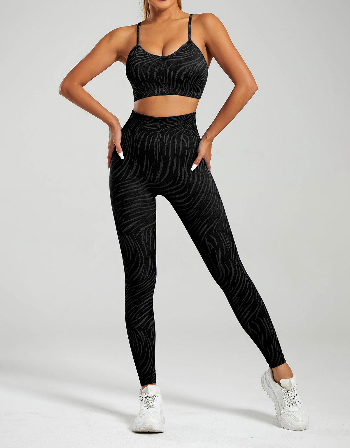 High Waist Striped Yoga Leggings