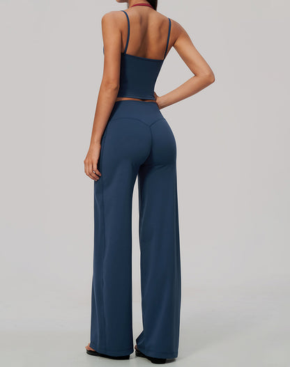 2 Piece Color Block Tank Top and Flare Pant Sets