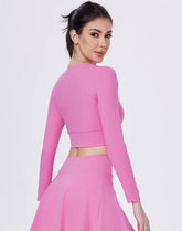 Shell Wave Edge Athletic Crop Top Long Sleeve T-Shirt