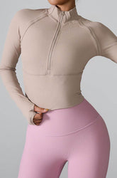 Long Sleeve Half zip Yoga Tops Athletic Slim Fit Sweatshirt