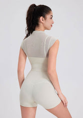 Mesh Yoga Crop T-Shirts with Built-in Chest Pad