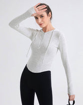 Cropped Zip Up Hoodie Long Sleeve Slim Crop Tops