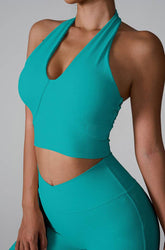 V Neckline Yoga Crop Tank Tops with Built-in Bra Pad