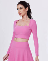 Shell Wave Edge Athletic Crop Top Long Sleeve T-Shirt