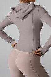 Athletic Hooded Coat Zipper Yoga Long sleeve Jacket