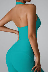 V Neckline Yoga Crop Tank Tops with Built-in Bra Pad