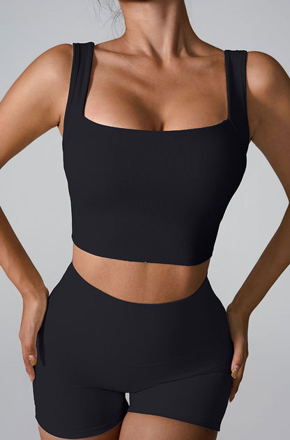 Sleeveless Square Neck Workout Yoga Training Crop Tank Top