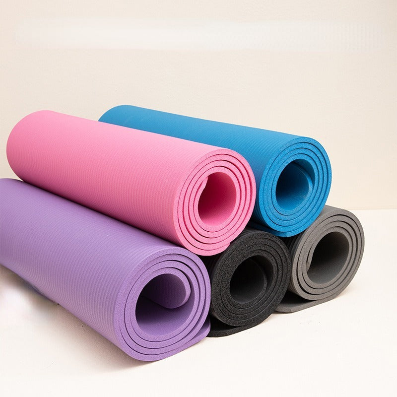 Solid Color Yoga Mat with Handy Carry Strap