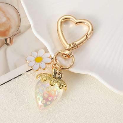Cute Strawberry Keychains Heart Flower Daisy Bag Charms