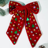 Large Glitter Velvet Christmas Hair Bow Clips