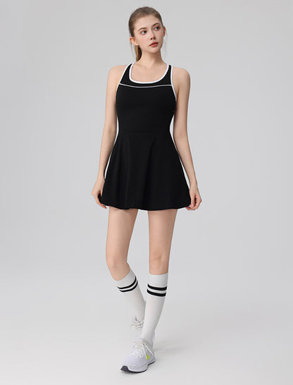 Racerback Tennis Dress with Short Contrast Colors Golf Dress
