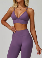 V Neck Adjustable Shoulder Straps Sports Bra