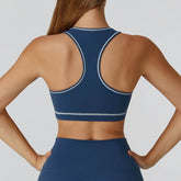 Color Block Racerback Sports Bra with Removable Pads