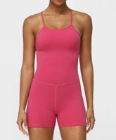 Crossover Back One Piece Yoga Bodysuit with Removable Pads
