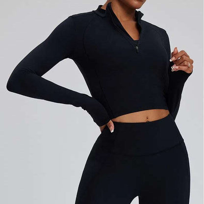 Long Sleeve Half Zip Yoga Jacket with Pocket | Stylish &amp; Functional