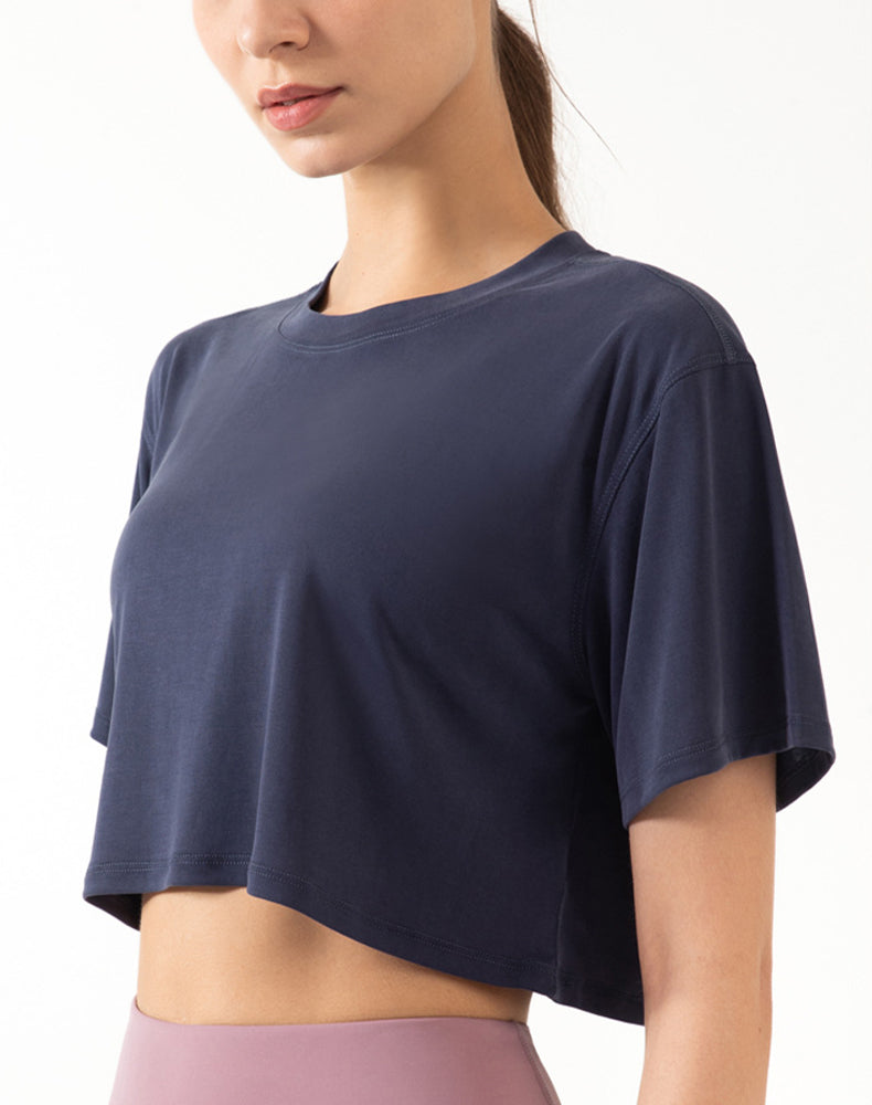 Drop Shoulders Crop Top Oversized Short Sleeve T-Shirts