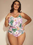 Plus Size One-Piece Printed Ruffle Swimsuit