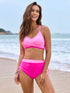 Colorblock Criss Cross Back Bikini Set