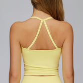 Square Neck Sports Tank Tops Criss Cross Back Longline Cami