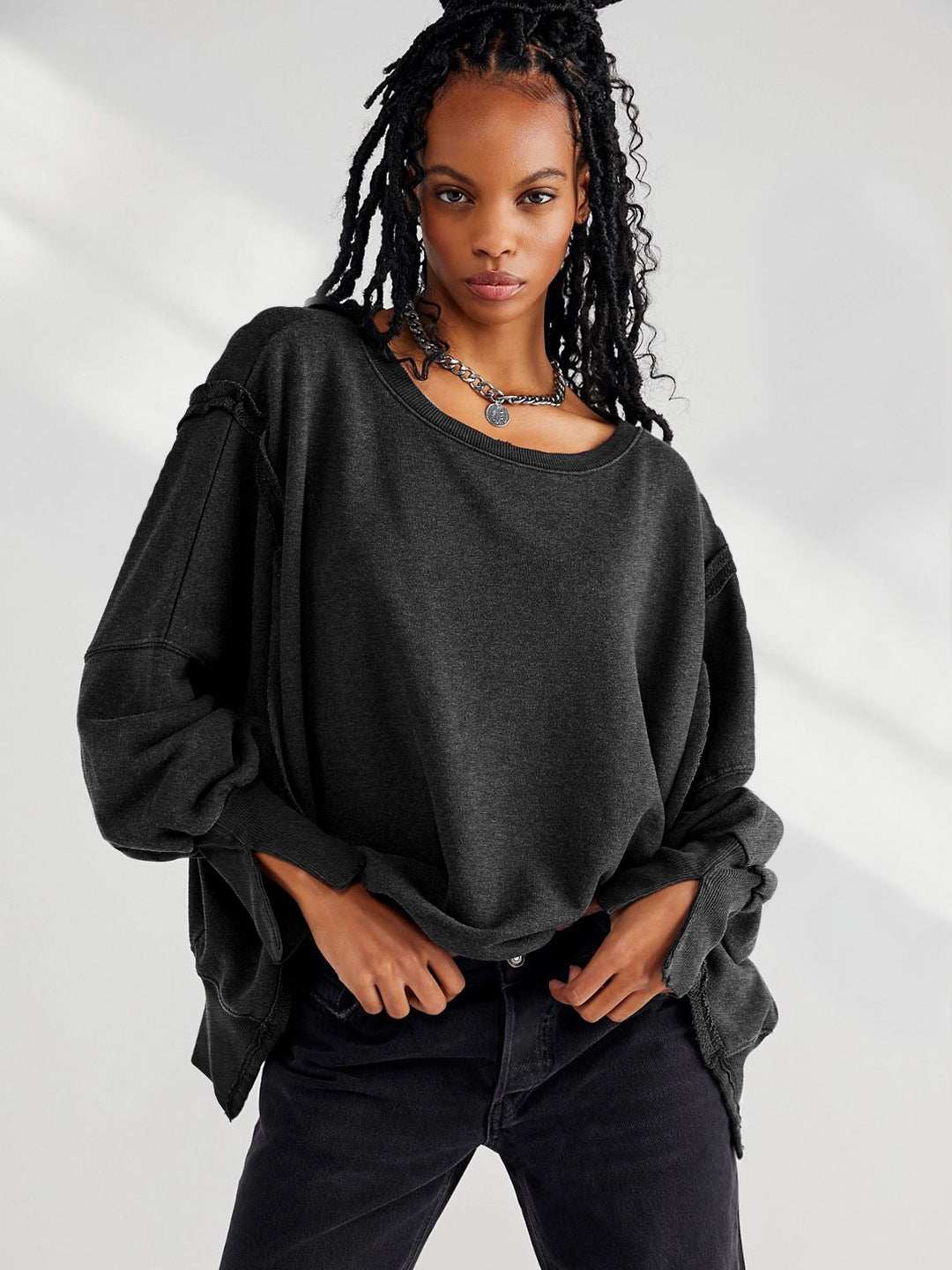 Oversized Long Sleeve Casual Sweatshirt | Relaxed Fit for Comfort