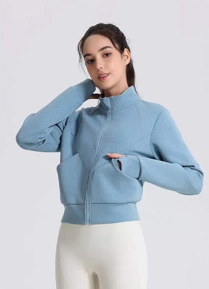 Windproof Collar Yoga Jacket With Zipper