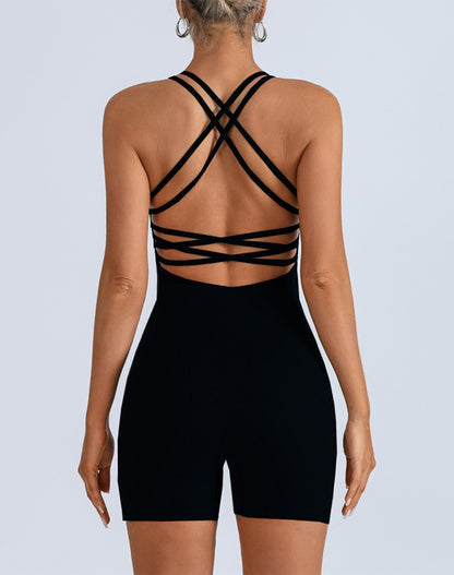 One Piece Spaghetti Strap Romper Backless Short Jumpsuit