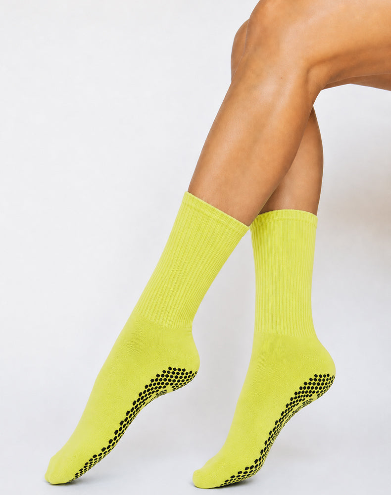 Pilates Yoga Crew Socks with Non Slip Grippers