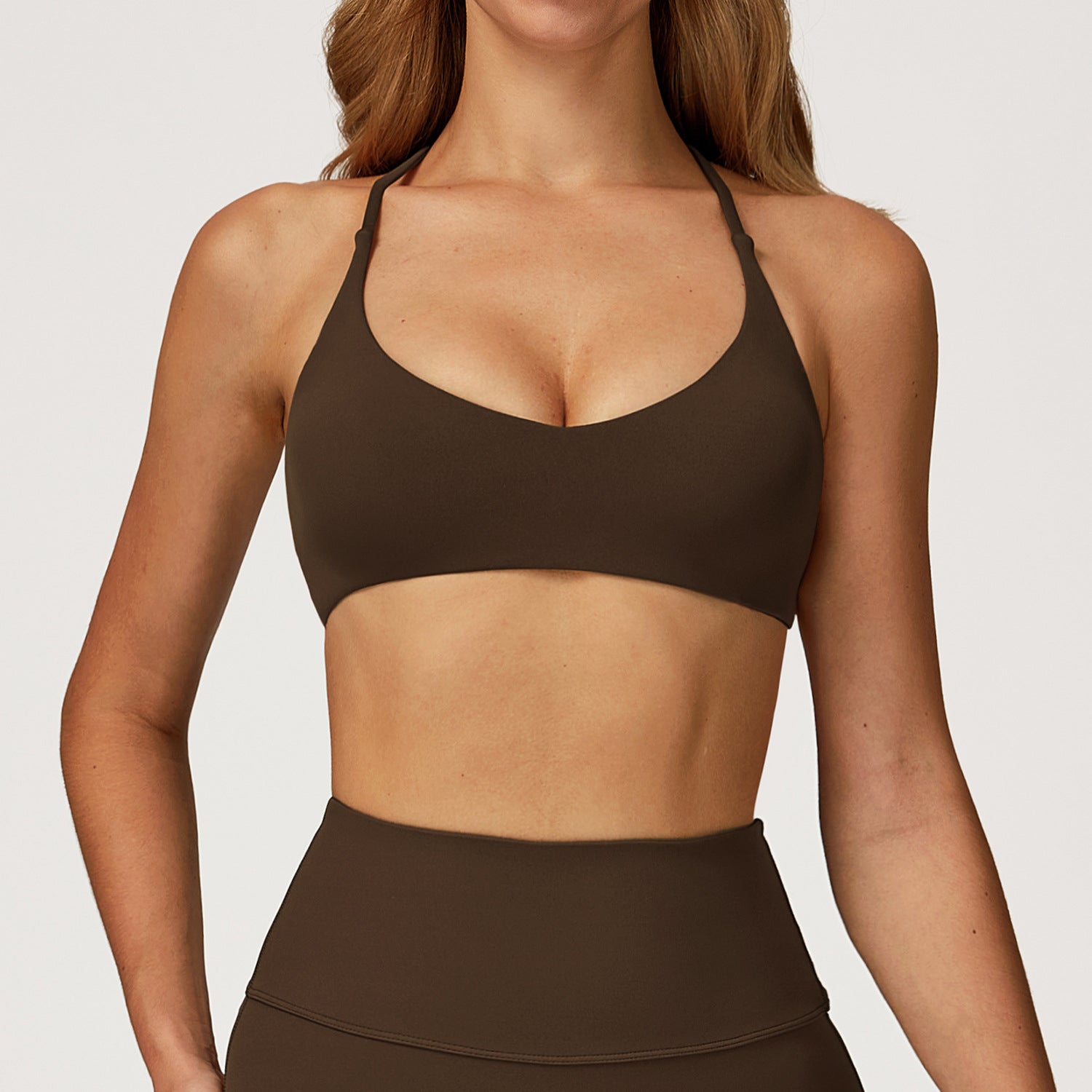 Spaghetti Straps Cross Back Sports Bra